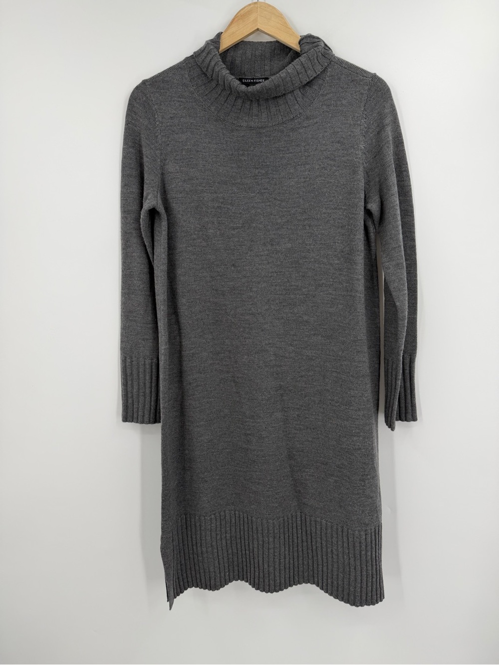 Eileen Fisher Merino Wool Cowl Neck Sweater Dress XS